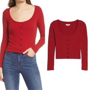 Madewell Ribbed Cardigan Crop Tee